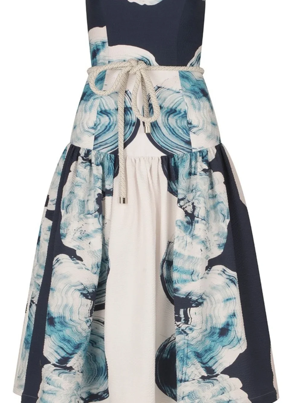 Silvia Tcherassi Strapless Navy and White Abstract Print Midi Dress - Picture 3 of 3